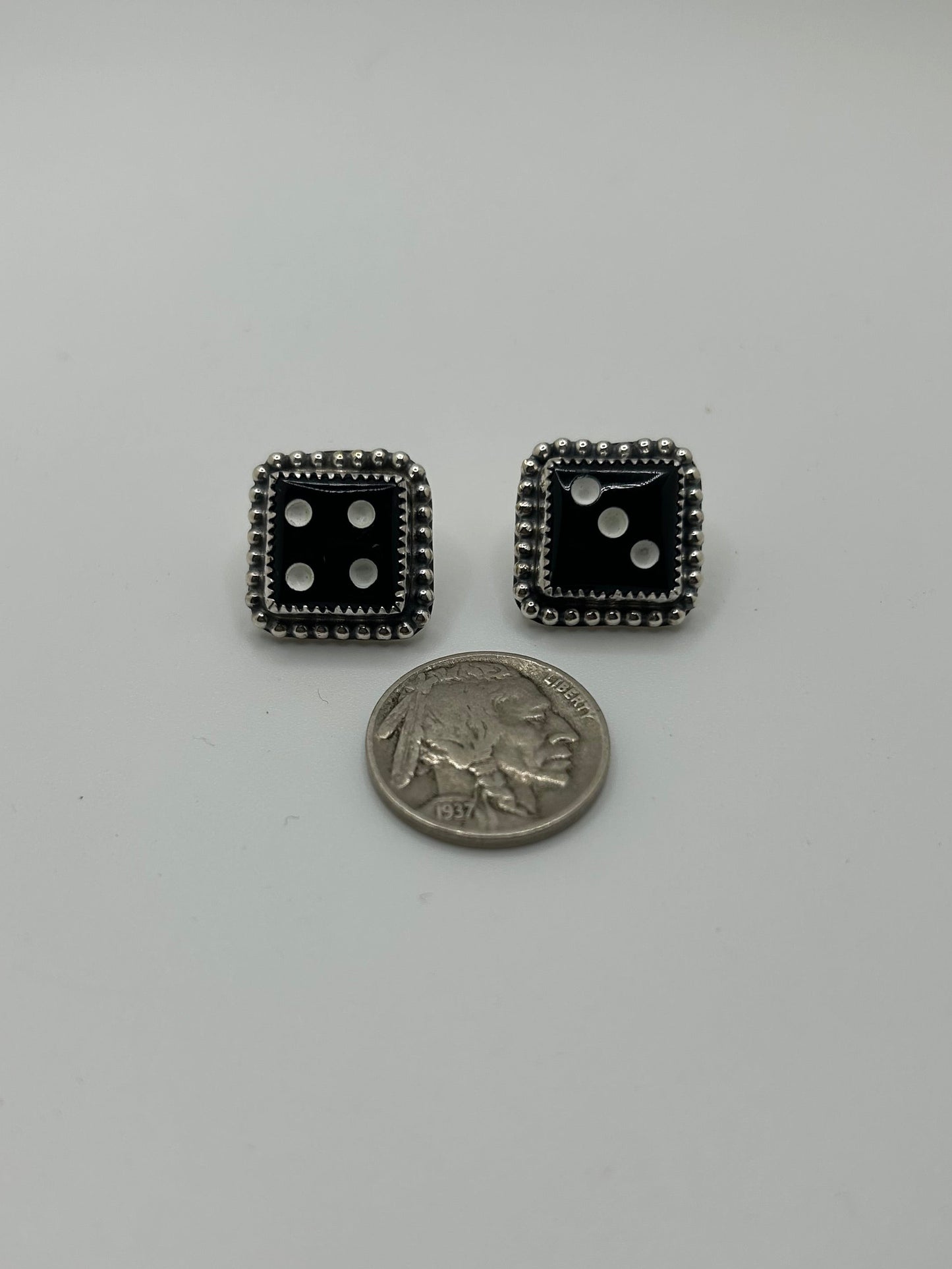 Rolling Sevens Jet Dice Studs