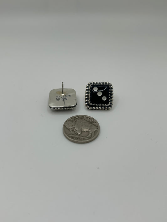 Rolling Sevens Jet Dice Studs