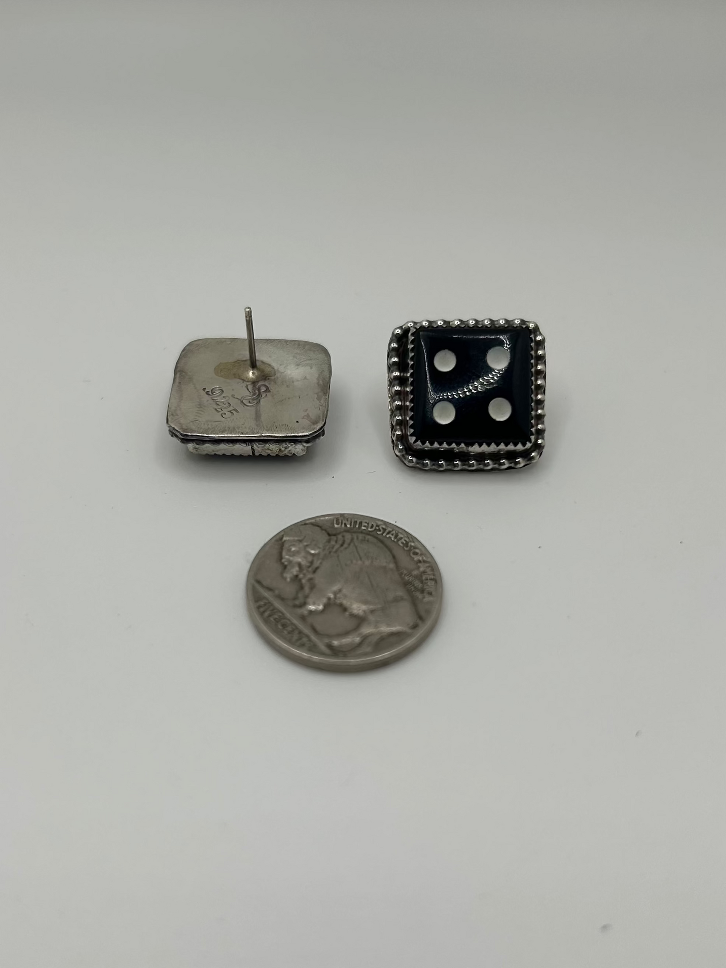 Rolling Sevens Jet Dice Studs #2