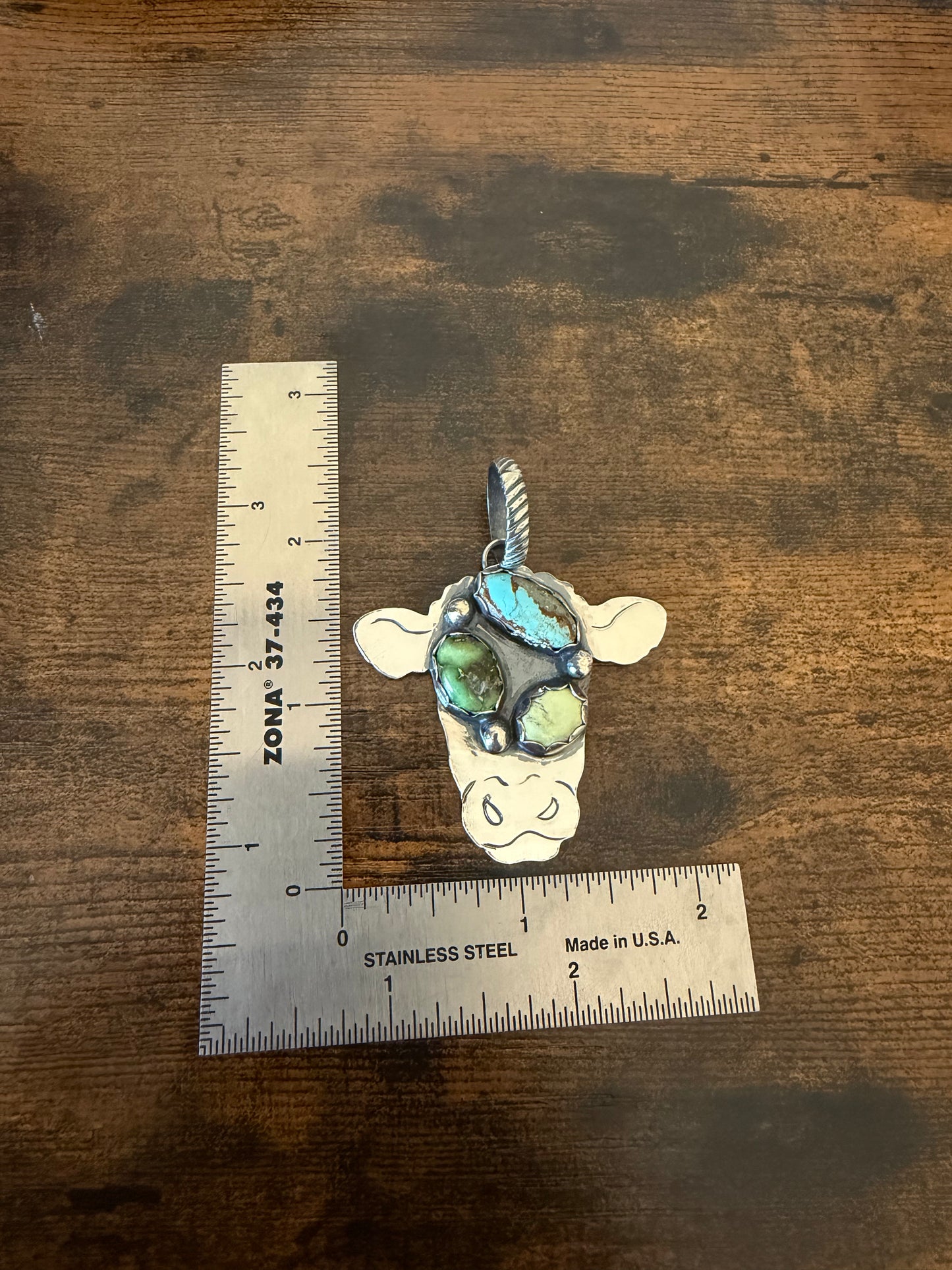 Palomino, Sonoran Gold and Mine #8 Cow Pendant