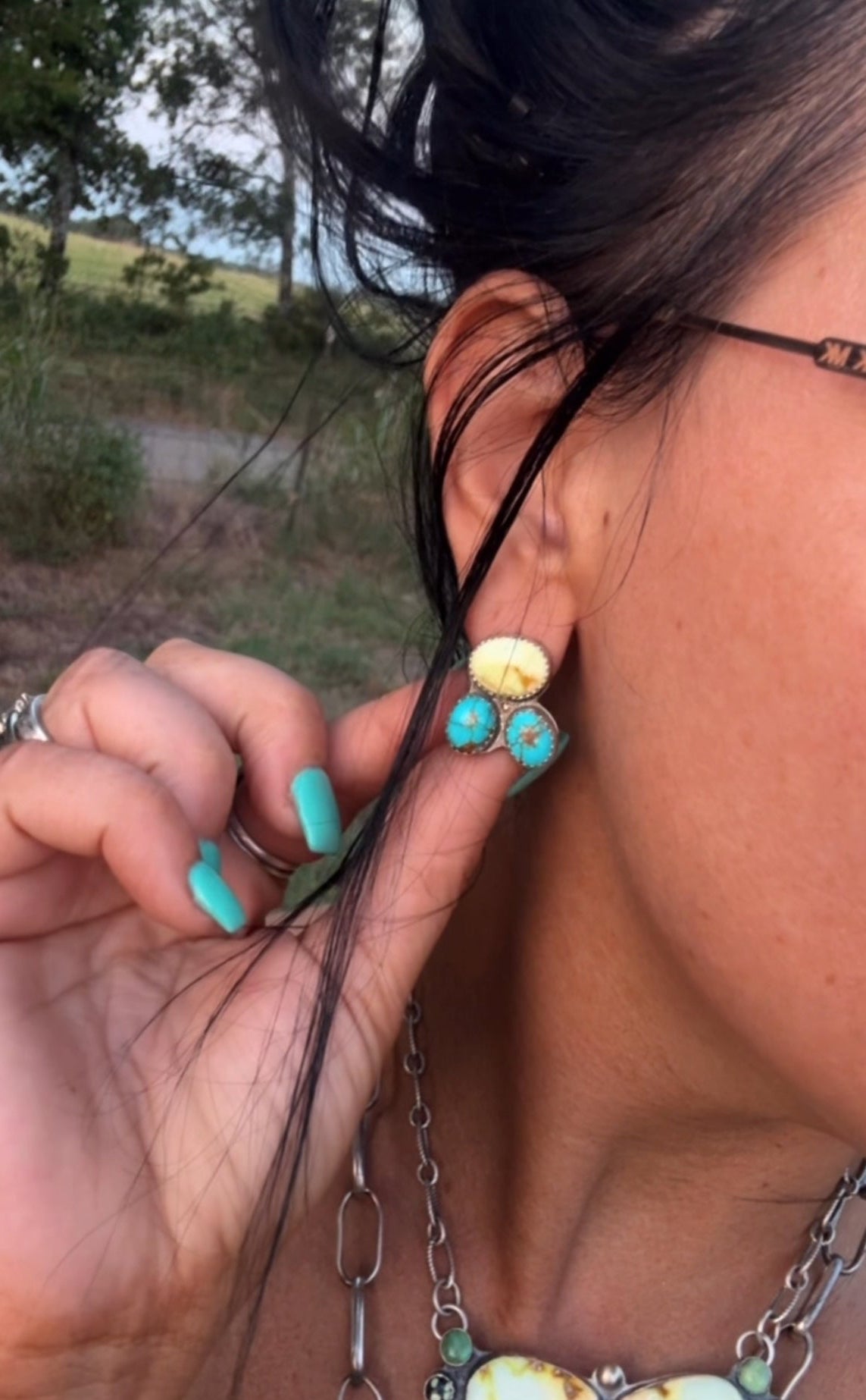 Palomino and Sonoran turquoise stud earrings