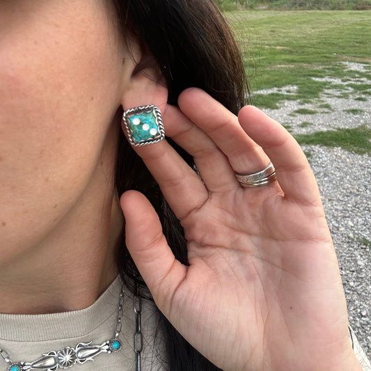 Rolling Sevens Dice Stud Earring