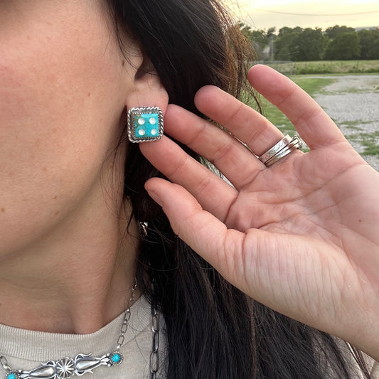 Rolling Sevens Dice Stud Earrings