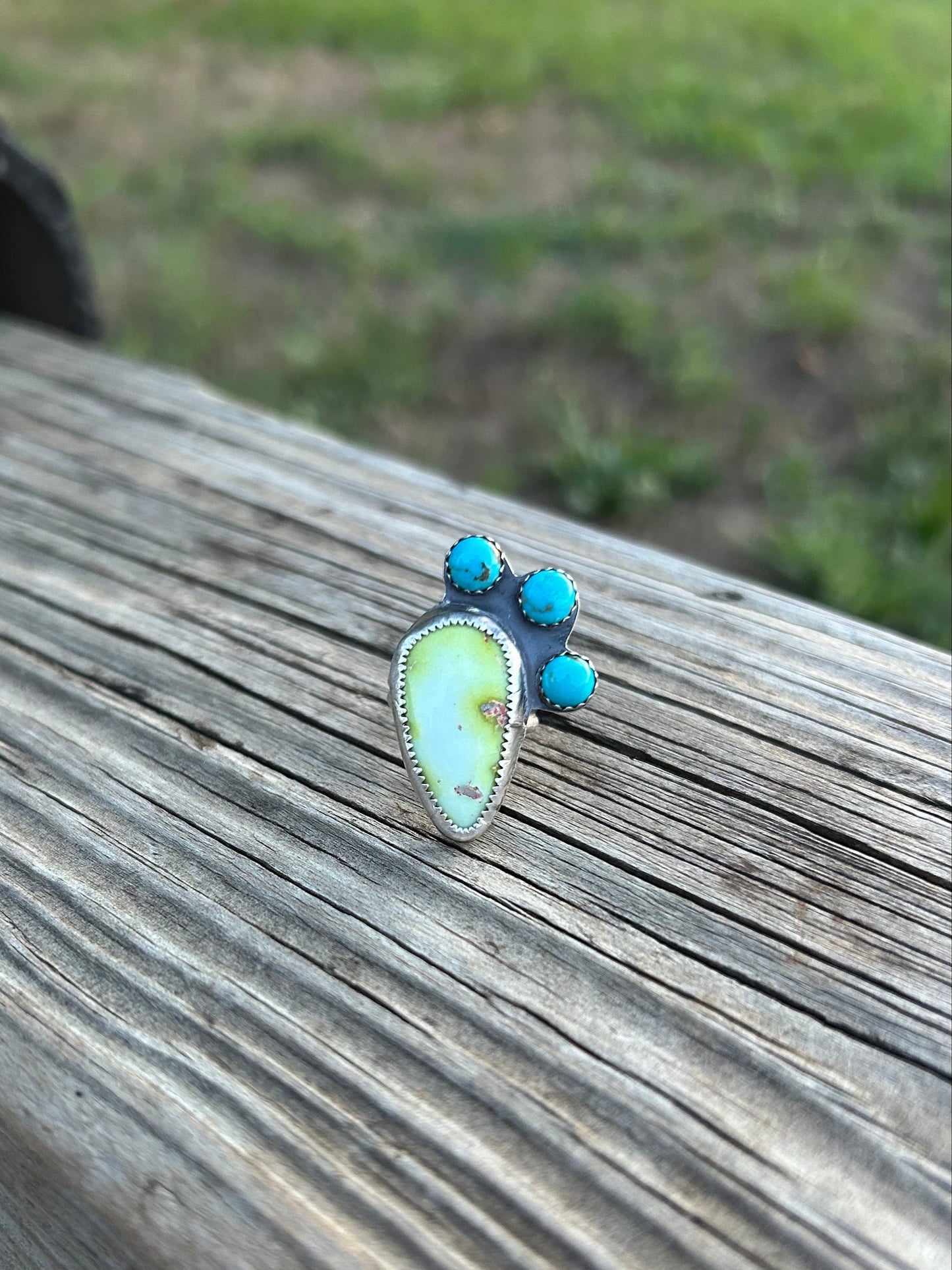 Palomino and 3 Sonoran stone Turquoise ring