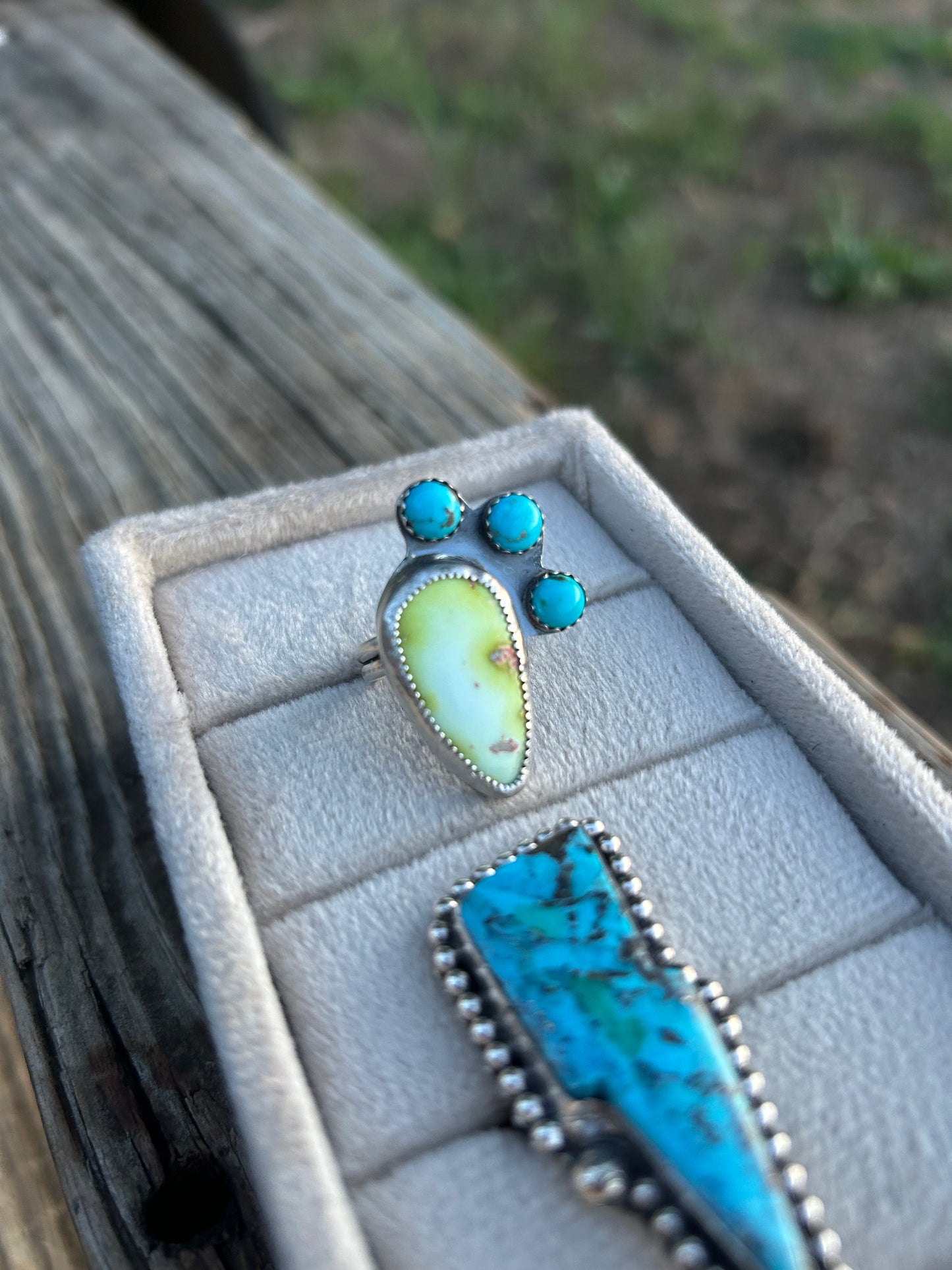 Palomino and 3 Sonoran stone Turquoise ring