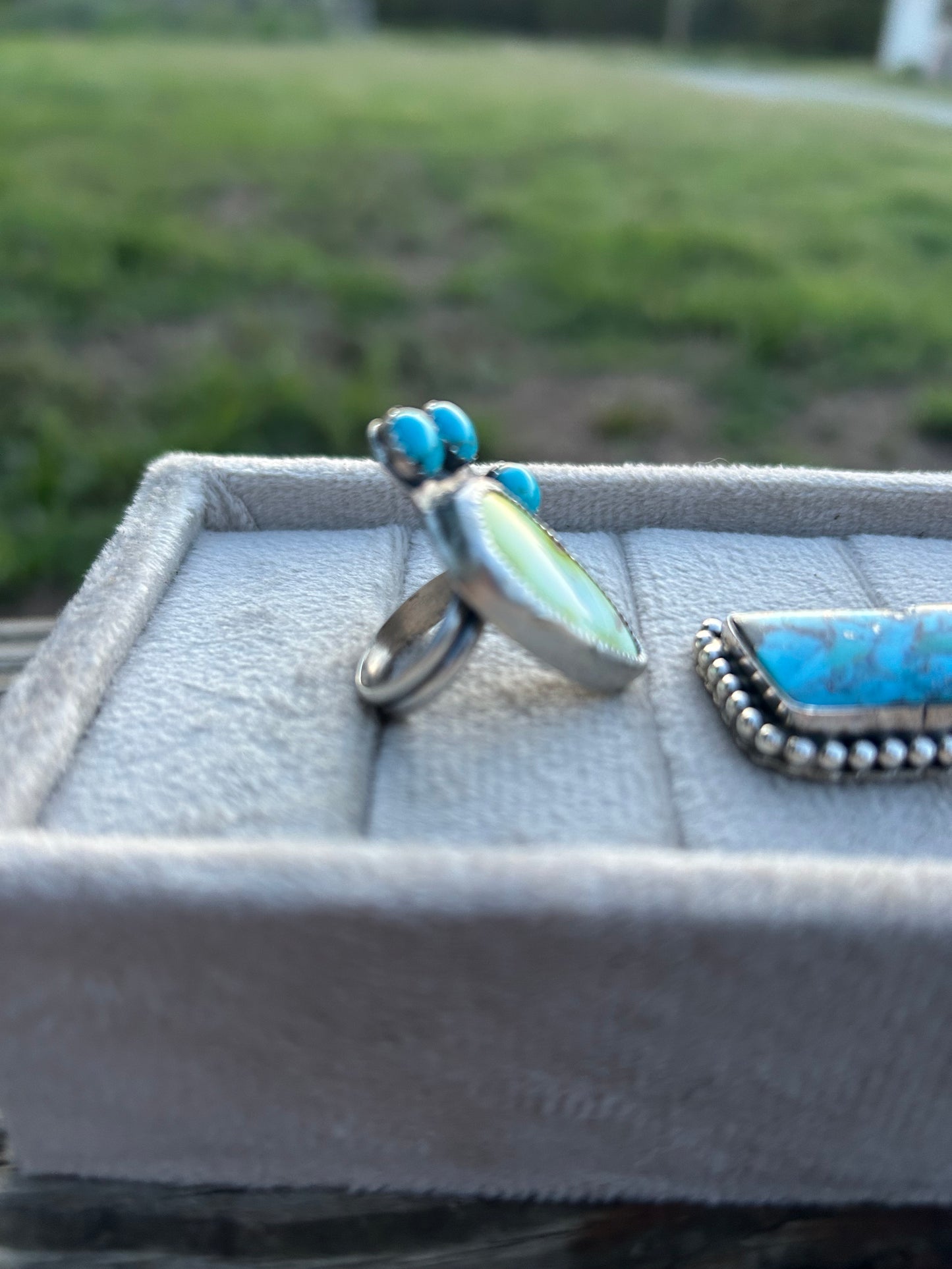 Palomino and 3 Sonoran stone Turquoise ring