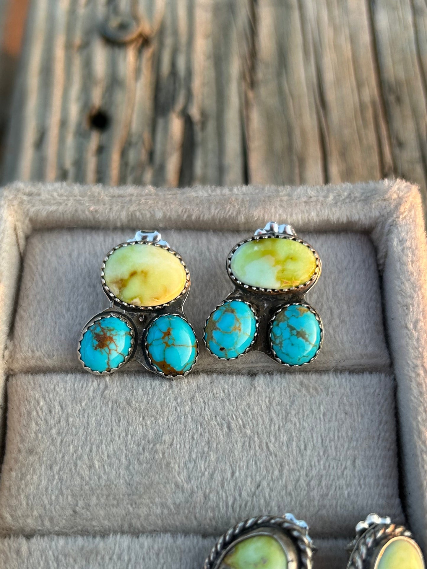 Palomino and Sonoran turquoise stud earrings