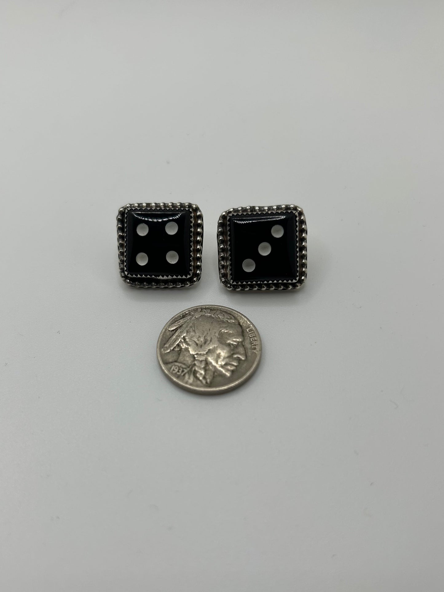 Rolling Sevens Jet Dice Studs  #2