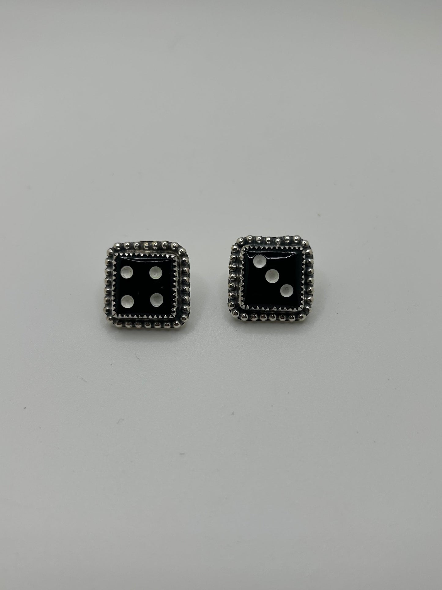 Rolling Sevens Jet Dice Studs