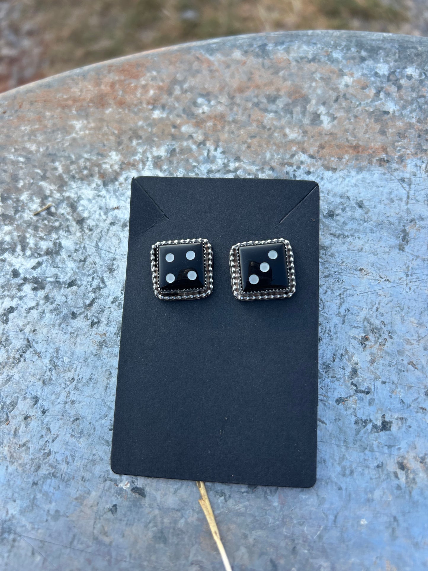 Rolling Sevens Jet Dice Studs  #2