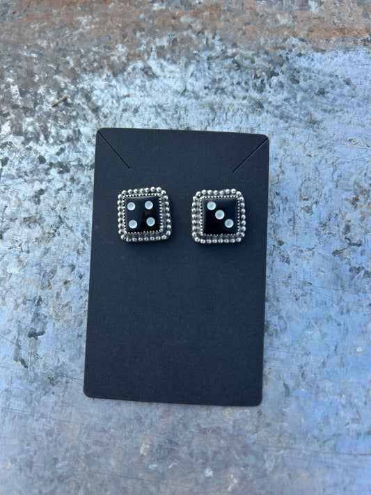 Rolling Sevens Jet Dice Studs