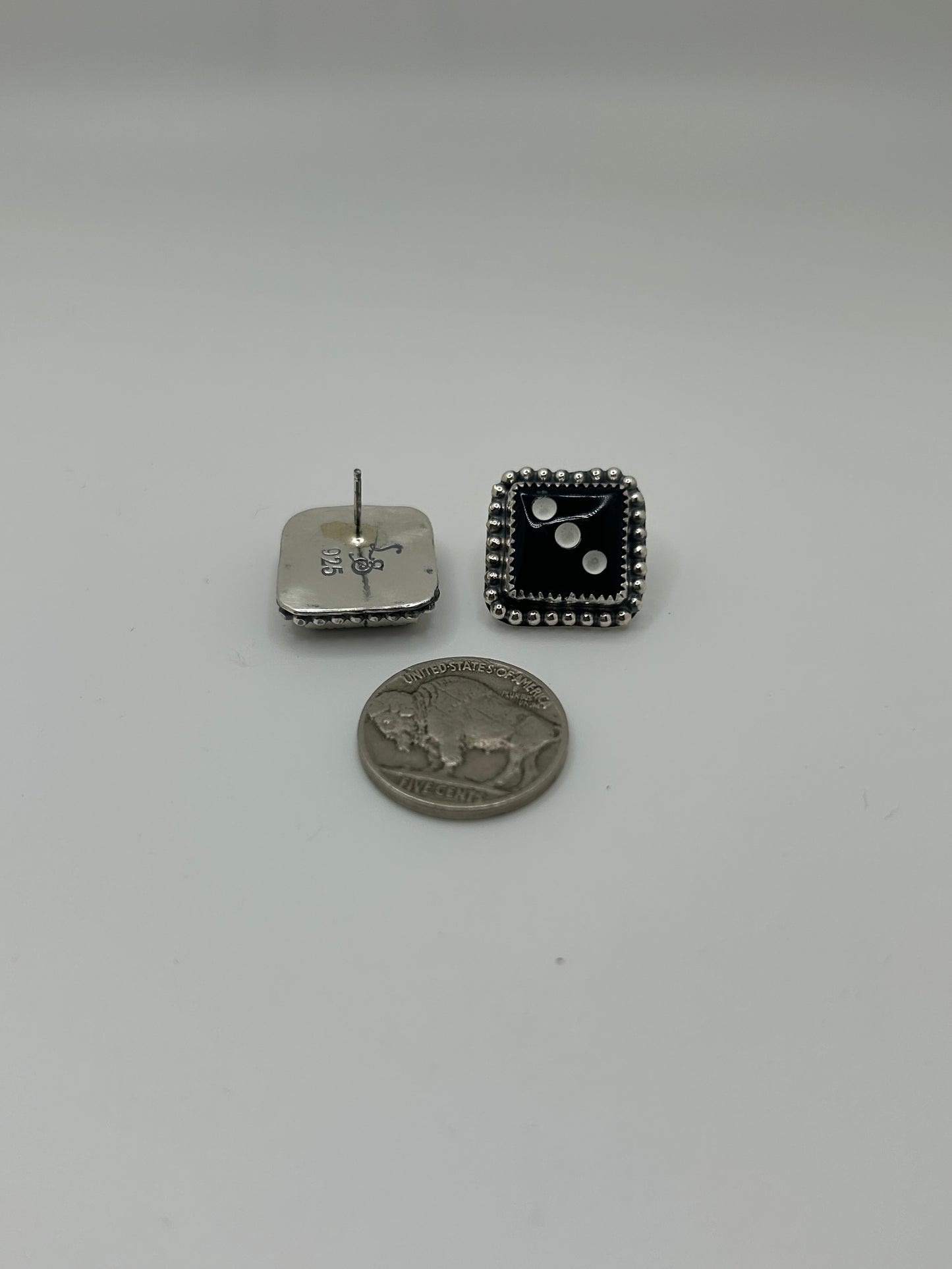 Rolling Sevens Jet Dice Studs