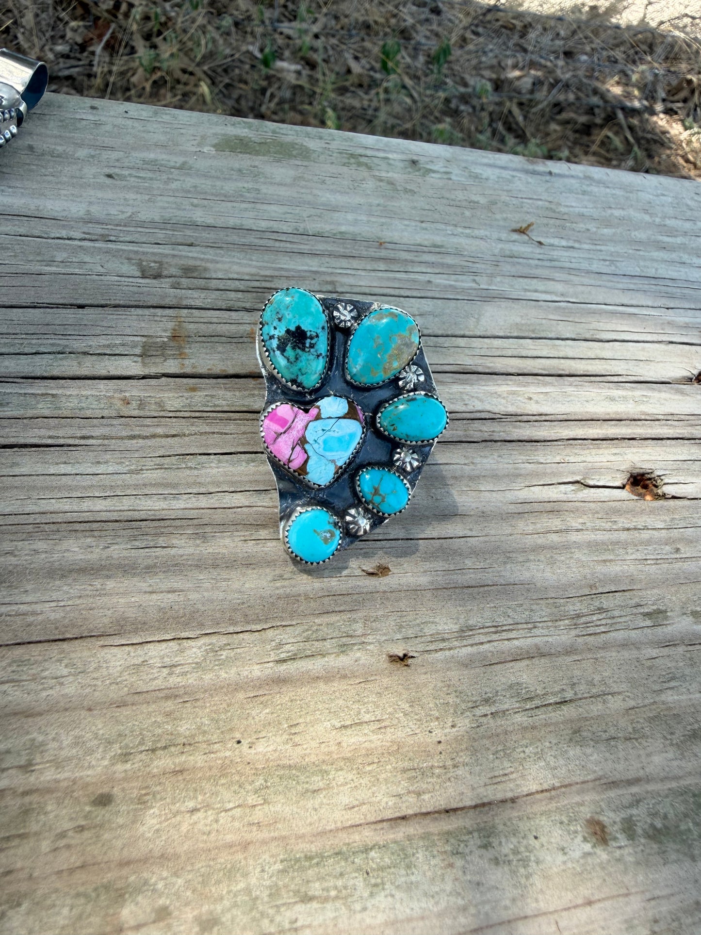 Sonoran and Cotton Candy half cluster ring