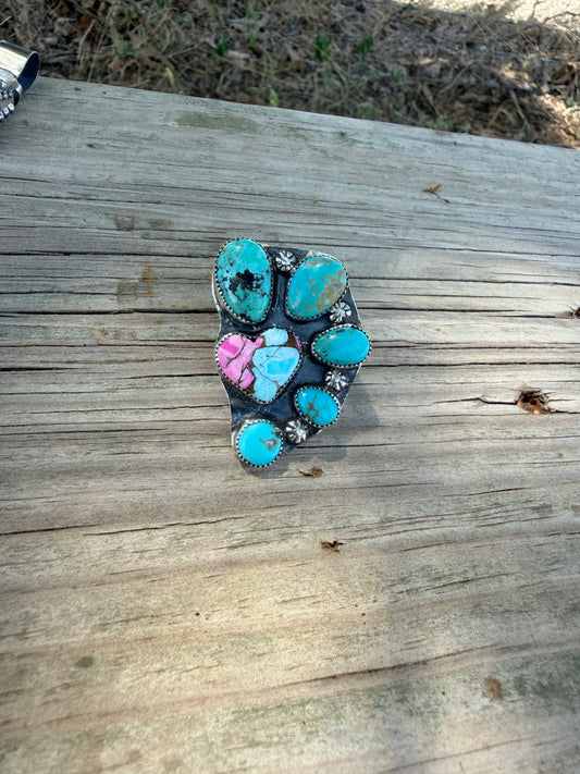 Sonoran and Cotton Candy half cluster ring