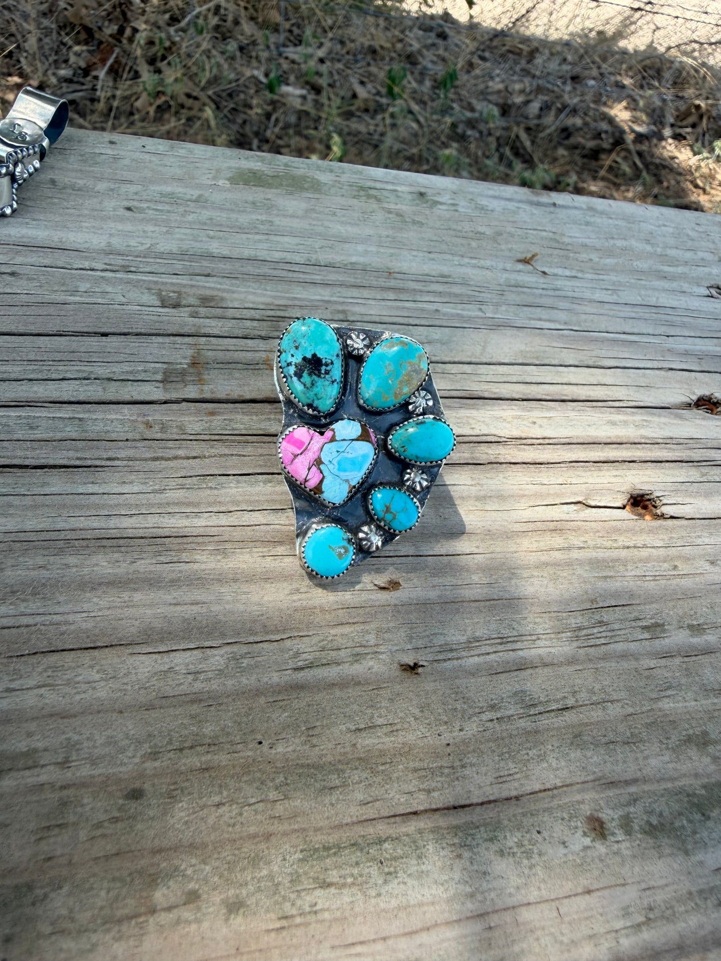 Sonoran and Cotton Candy half cluster ring