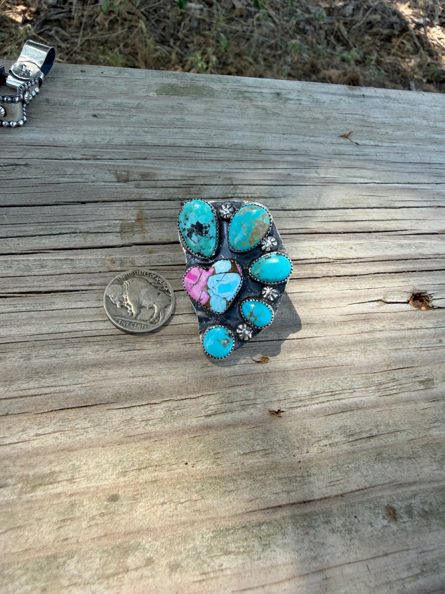 Sonoran and Cotton Candy half cluster ring