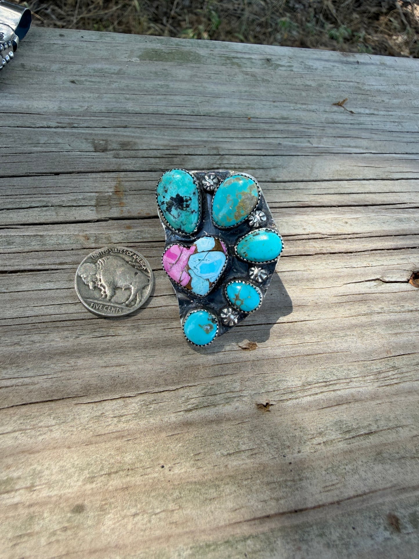Sonoran and Cotton Candy half cluster ring