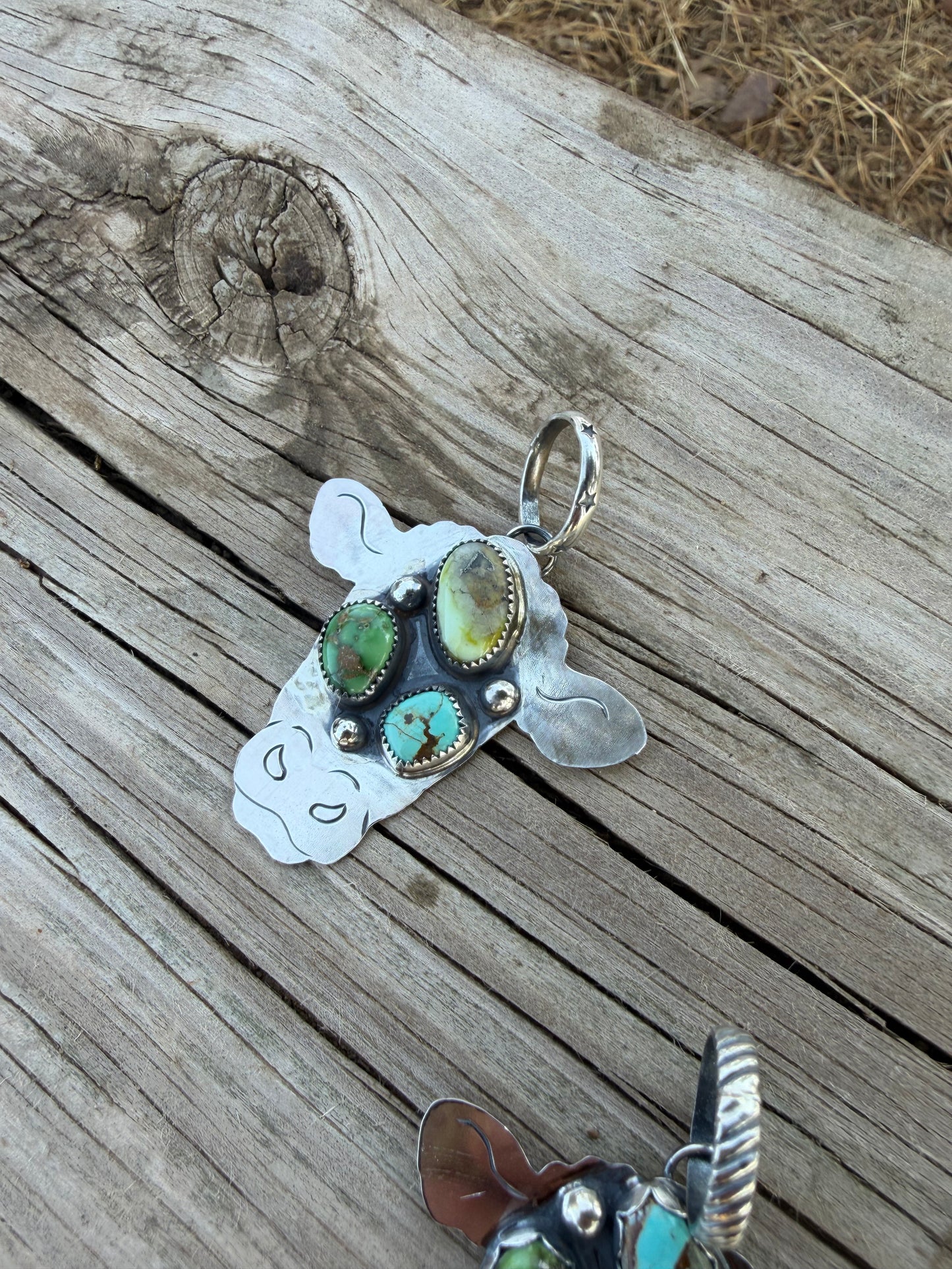 Palomino, Sonoran gold and Mine #8 Cow Pendant