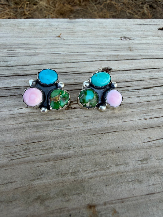 Kingman, Sonoran Gold and Pink Conch Studs