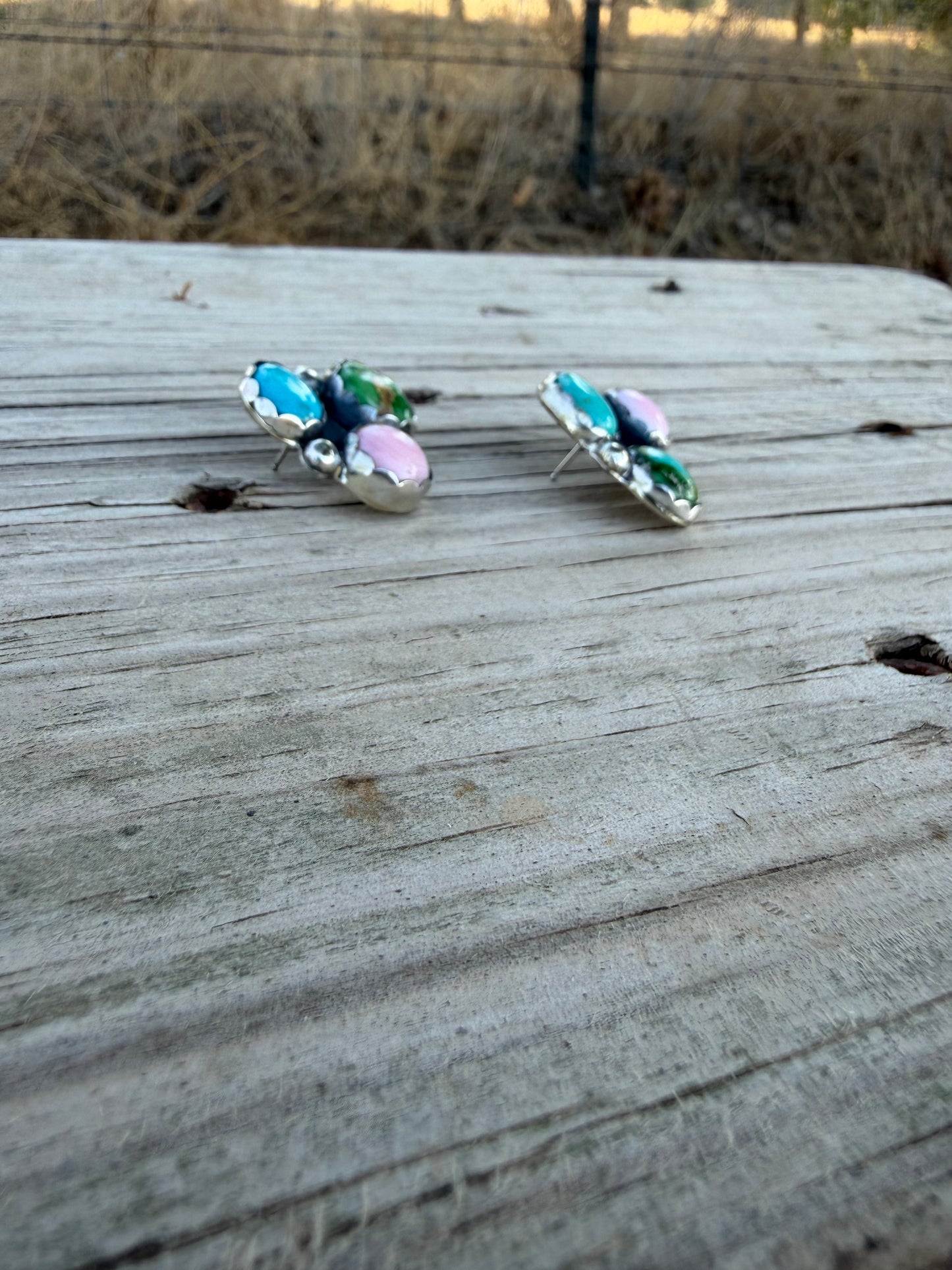 Kingman, Sonoran Gold and Pink Conch Studs