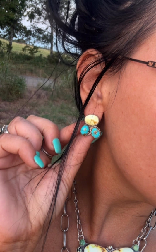 Palomino and Sonoran turquoise stud earrings